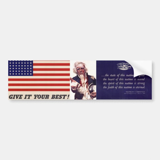 WWII Patriotic Poster Bumper Sticker Bildekal (Framsidan)
