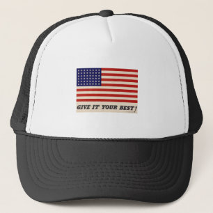 WWII Patriotic Poster Hat Truckerkeps