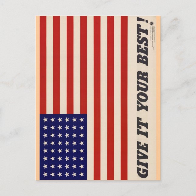WWII Patriotic Poster Post Card Vykort (Framsida)