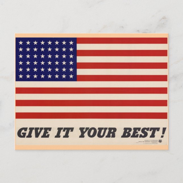 WWII Patriotic Poster Post Card Vykort (Framsida)