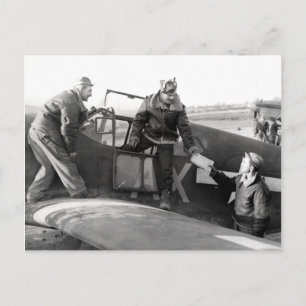 WWII Pilot + besättning på en P-51A Mustang Vykort