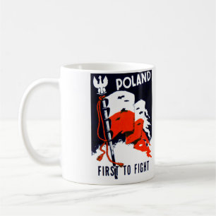 WWII Polen, först att slåss affischen Kaffemugg