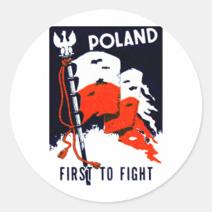 WWII Polen, först att slåss affischen Runt Klistermärke
