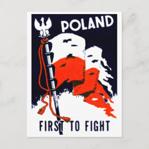 WWII Polen, första till kampen Poster Vykort