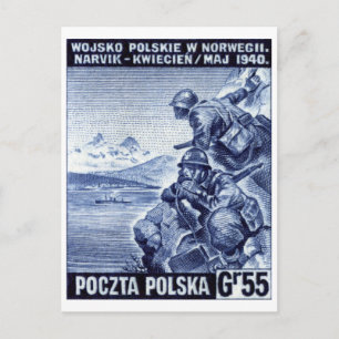 WWII Polska armén i Narvik, Norge Vykort