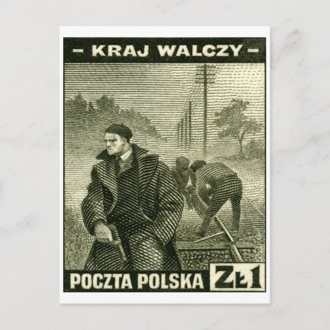 WWII Polska hemarmén Vykort (Framsida)