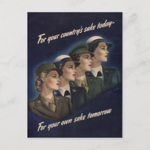 WWII-Poster för militär rekrytering - Kvinnor Vykort