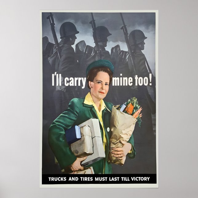 WWII-propagandaposter Jag bär min också Poster (Framsidan)