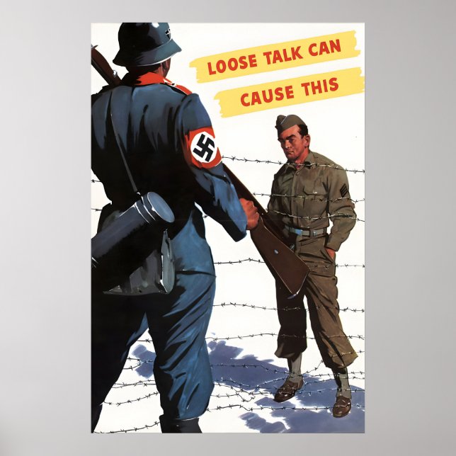 WWII-propagandaposter Löst prat kan orsaka detta Poster (Framsidan)
