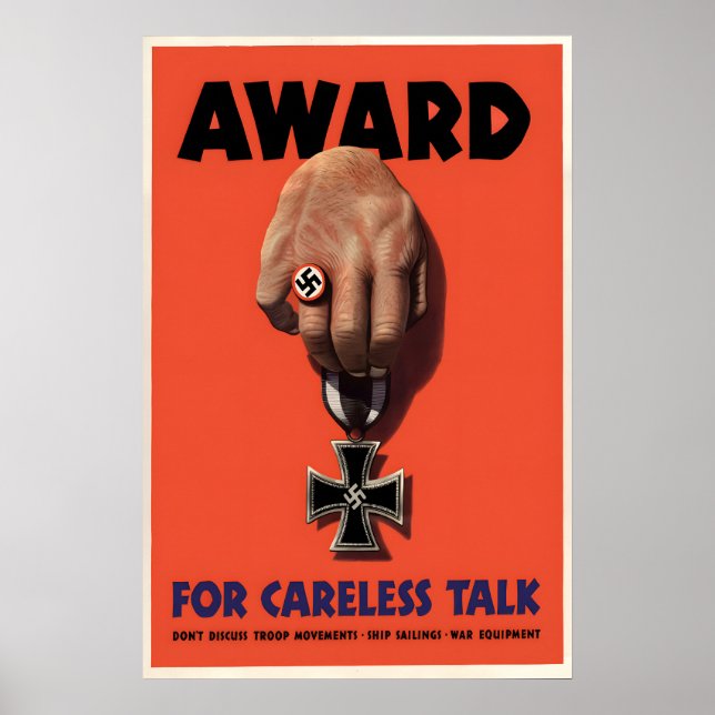 WWII-propagandaposter USA-pris för vårdslöst tal Poster (Framsidan)