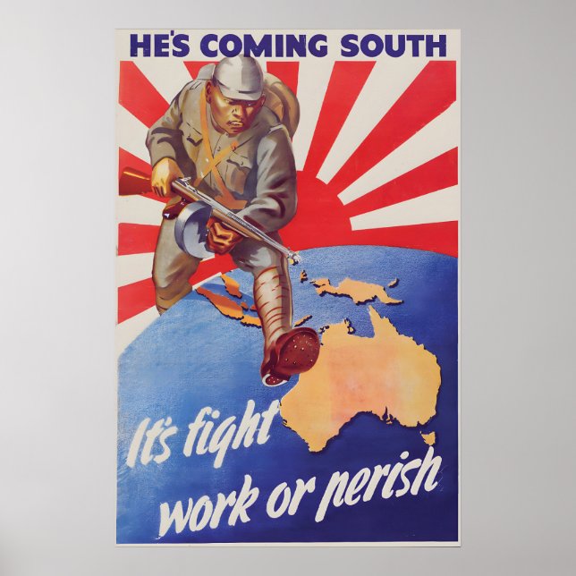 WWII-propagandapostern Han kommer söderifrån Poster (Framsidan)