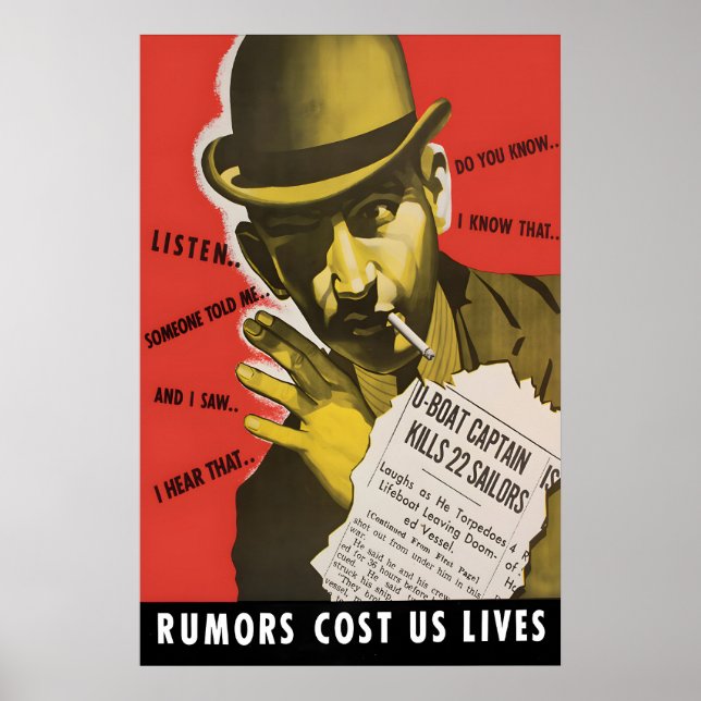 WWII-propagandaposterrykten kostar liv Poster (Framsidan)