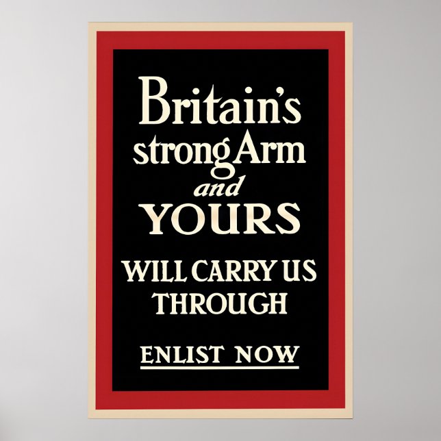 WWII Rekrytering Affisch Storbritanniens Starka Ar (Framsidan)