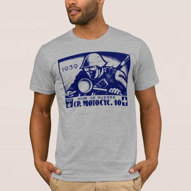 WWII Schweizare Motorcykel Företag, blått Tee (Framsida)