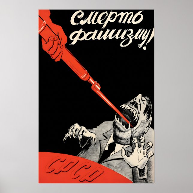 WWII Sovjetisk propagandaposter Död åt fascismen Poster (Framsidan)