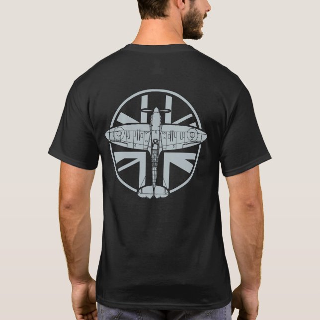 WWII Spitfire RAF 016 Himlar Blue T Shirt (Baksida)