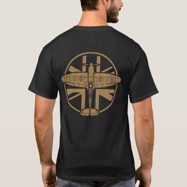 WWII Spitfire RAF 021 Mitten Stone T Shirt (Baksida)