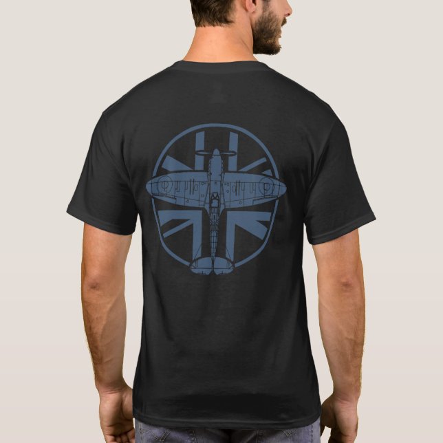 WWII Spitfire RAF 021 Mörk Mediterranean Blue T Shirt (Baksida)