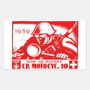 WWII Swiss Motorcycle Company Rektangulärt Klistermärke