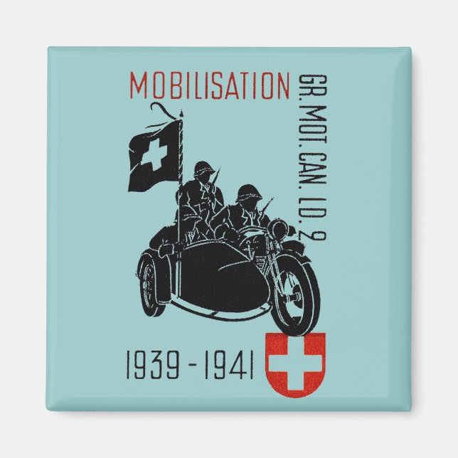 WWII Swiss Recon Motorcle Magnet (Framsidan)