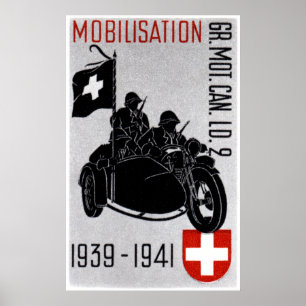 WWII Swiss Recon Motorcle Poster