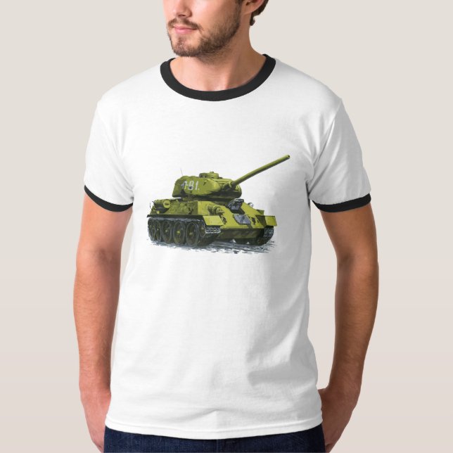 WWII Tank Graphic T-Shirt - Militärt Stil Tee (Framsida)