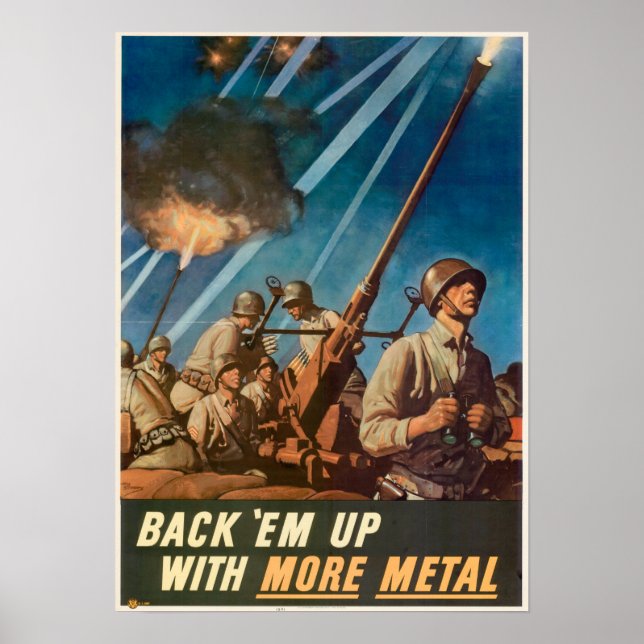 WWII tillbaka med mer Metall Poster (Framsidan)
