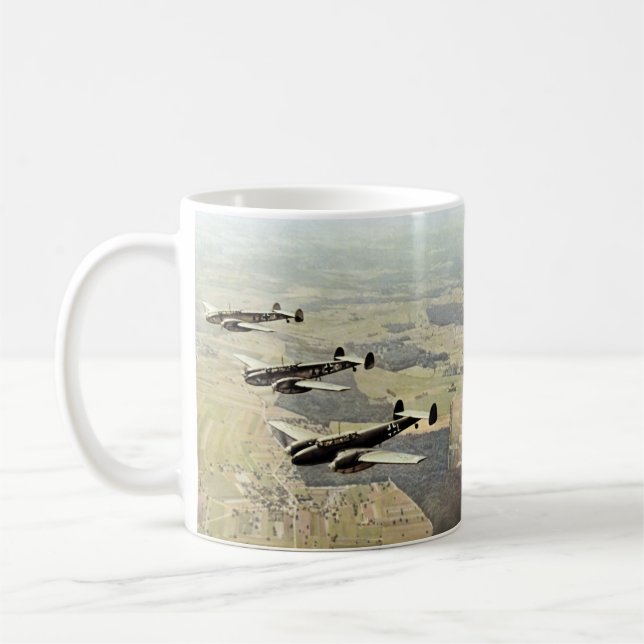 WWII tre Messerschmitt ME-110 Kaffemugg (Vänster)