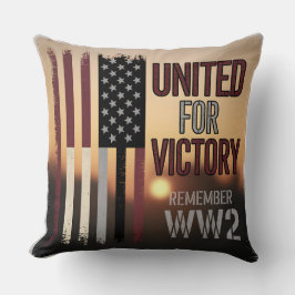 WWII United Victory Flagga Memorial Veterans Kudde