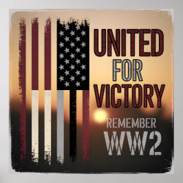 WWII United Victory Flagga Memorial Veterans Poster