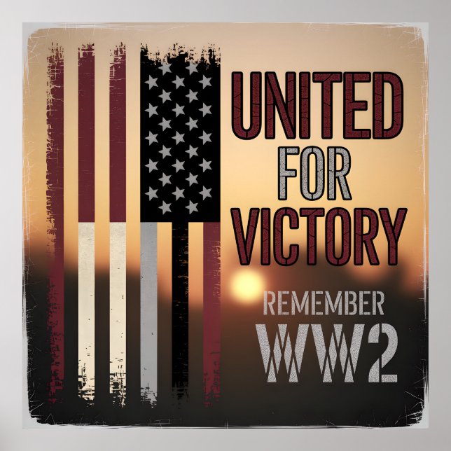 WWII United Victory Flagga Memorial Veterans Poster (Framsidan)