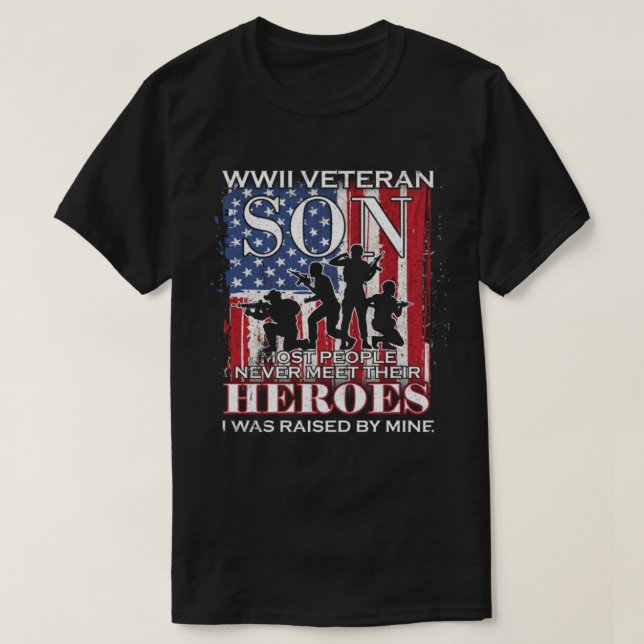 Wwii Veteran Son Proud Pappa Mamma USA Flagga T-Sh T Shirt (Design framsida)