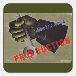 WWII Vintage affisch Sticker Fyrkantigt Klistermärke