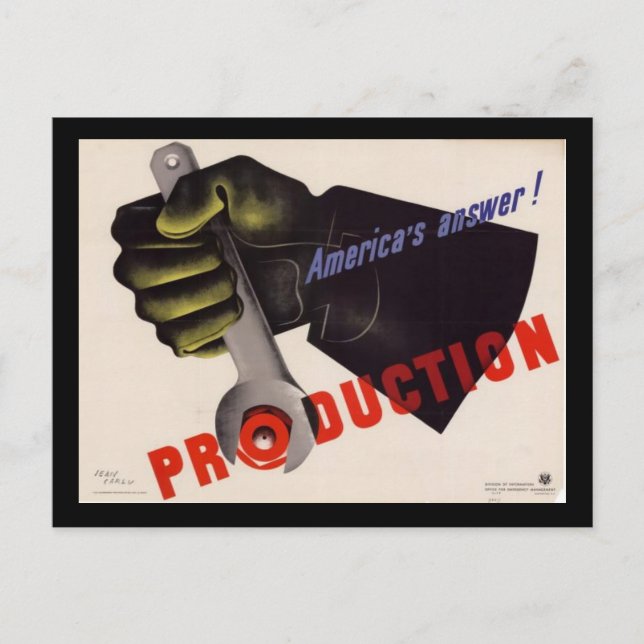 WWII Vintage affisch vykort (Framsida)