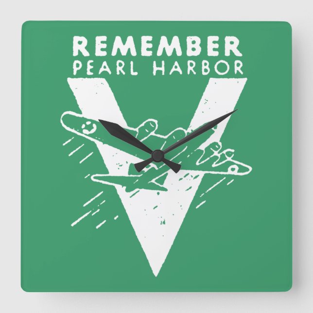 WWII White Kom ihåg Pearl Harbour Fyrkantig Klocka (Framsida)