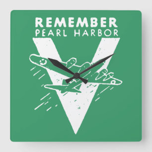 WWII White Kom ihåg Pearl Harbour Fyrkantig Klocka