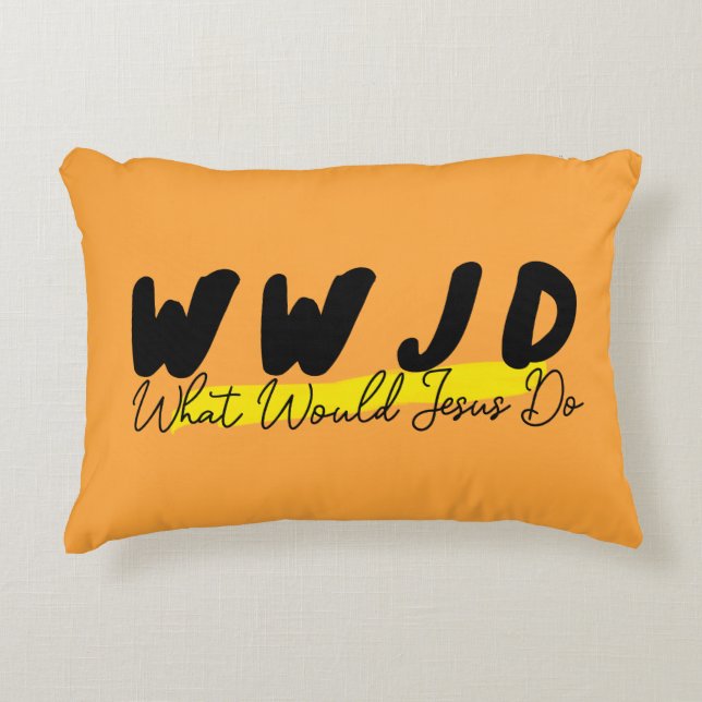 WWJD Kuddde – “Vad skulle Jesus göra” Prydnadskudde (Framsidan)