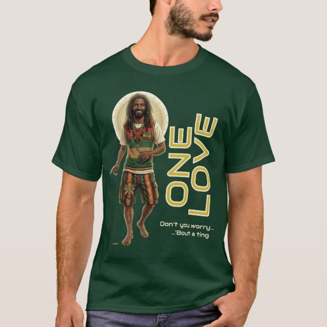 WWJD Reggae Vibes, Everyday Jesus, Rasta One Love T Shirt (Framsida)