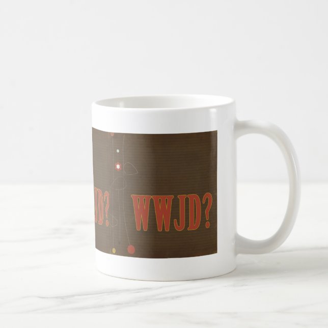 WWJD rost text nyckfullhet Kaffemugg (Höger)