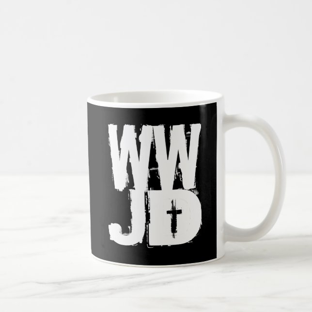 WWJD vad skulle Jesus, gör Kaffemugg (Höger)