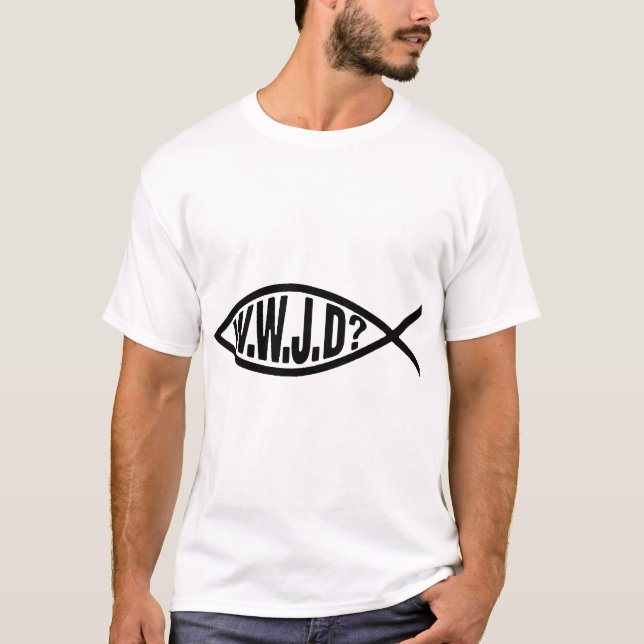 WWJD vad skulle Jesus, gör Tee Shirt (Framsida)