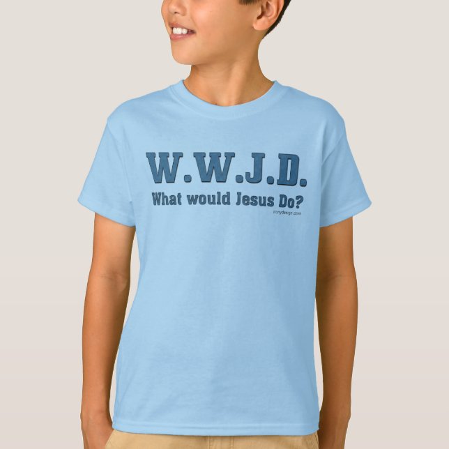 WWJD? Vad skulle Jesus göra? Tee Shirt (Framsida)