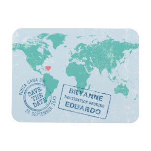 WWP Passport EDITABLE FÄRG Spara datum Magnet