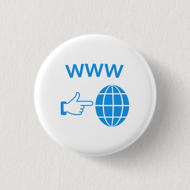 WWW World Wide Web Globe Icon with Hand Pointer Knapp (Framsida)