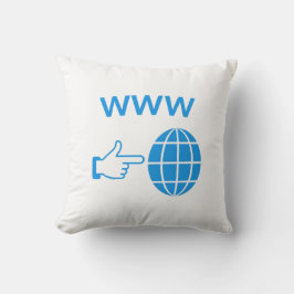 WWW World Wide Web Globe Icon with Hand Pointer Kudde