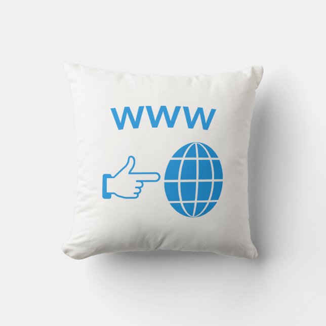 WWW World Wide Web Globe Icon with Hand Pointer Kudde (Framsida)