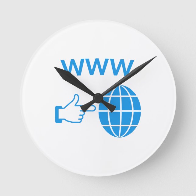 WWW World Wide Web Globe Icon with Hand Pointer Rund Klocka (Framsida)