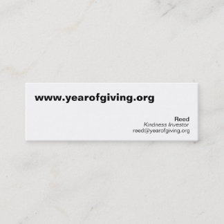 www.yearofgiving.org vass, reed@yearofgiving.o.. mini visitkort