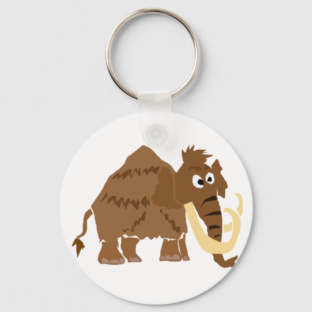WX- Funny Wooly Mammoth Primitive Art Nyckelring (Framsida)