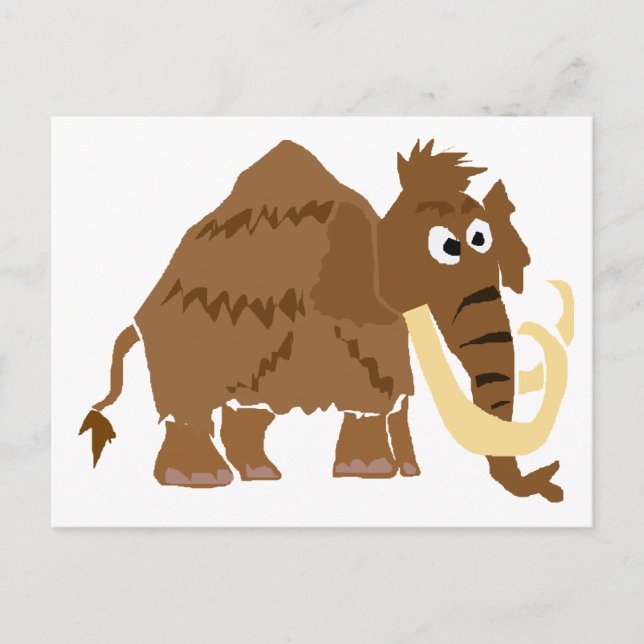 WX- Funny Wooly Mammoth Primitive Art Vykort (Framsida)